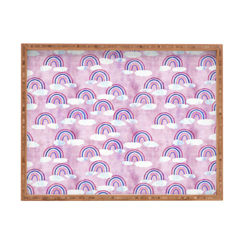 Schatzi Brown Just Rainbows Pink Rectangular Tray