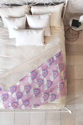 Schatzi Brown Just Rainbows Pink Fleece Throw Blanket