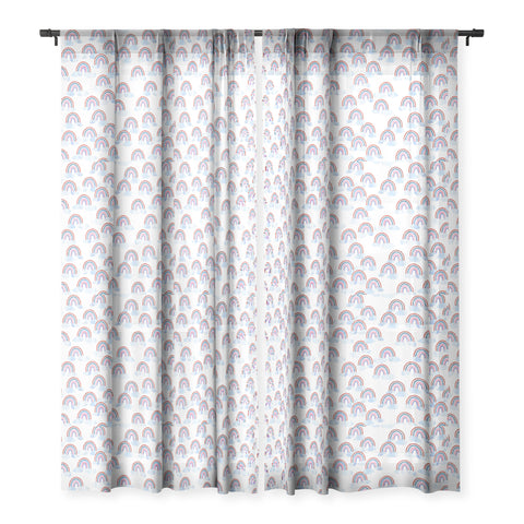 Schatzi Brown Just Rainbows White Sheer Window Curtain