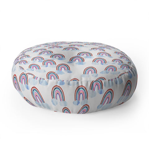 Schatzi Brown Just Rainbows White Floor Pillow Round