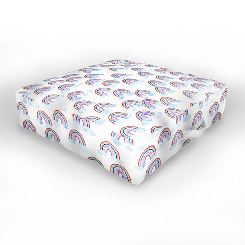Schatzi Brown Just Rainbows White Outdoor Floor Cushion