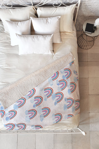 Schatzi Brown Just Rainbows White Fleece Throw Blanket