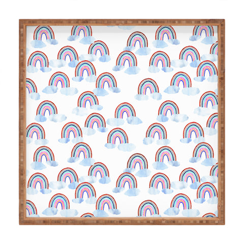 Schatzi Brown Just Rainbows White Square Tray