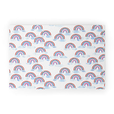 Schatzi Brown Just Rainbows White Welcome Mat