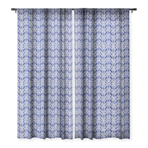 Schatzi Brown Justina Criss Cross Blue Sheer Window Curtain