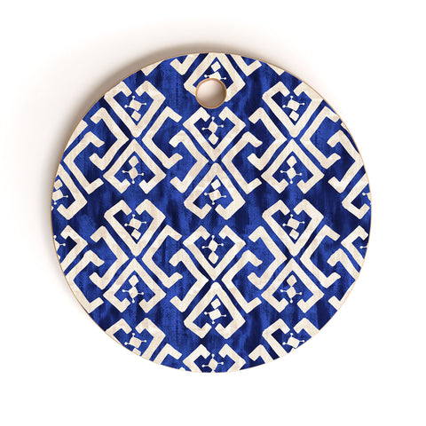 Schatzi Brown Justina Criss Cross Blue Cutting Board Round