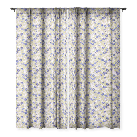 Schatzi Brown Justina Floral Tan Sheer Window Curtain
