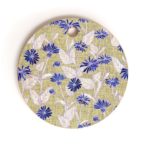 Schatzi Brown Justina Floral Tan Cutting Board Round
