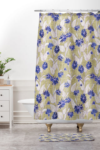 Schatzi Brown Justina Floral Tan Shower Curtain And Mat
