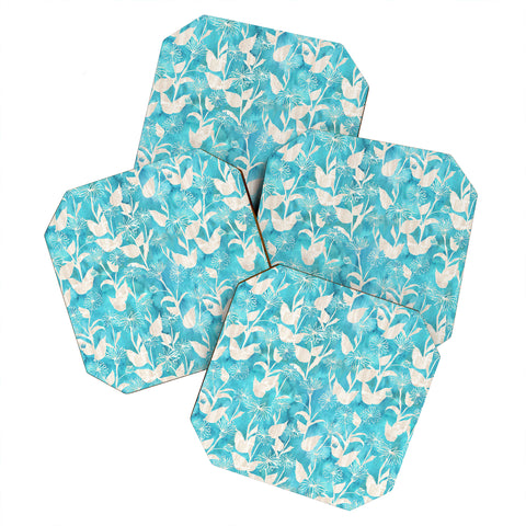 Schatzi Brown Justina Floral Turquoise Coaster Set