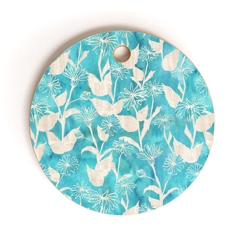 Schatzi Brown Justina Floral Turquoise Cutting Board Round