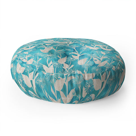 Schatzi Brown Justina Floral Turquoise Floor Pillow Round