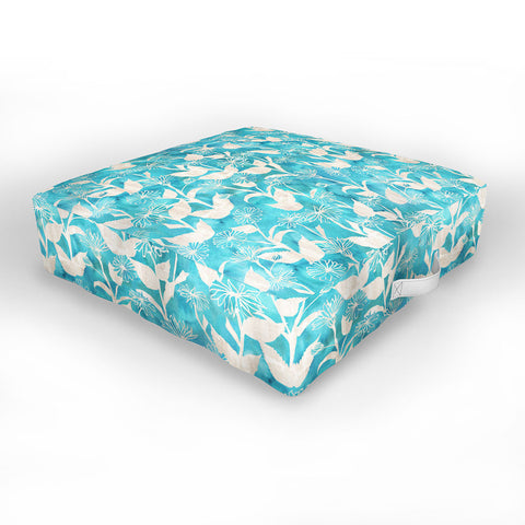 Schatzi Brown Justina Floral Turquoise Outdoor Floor Cushion