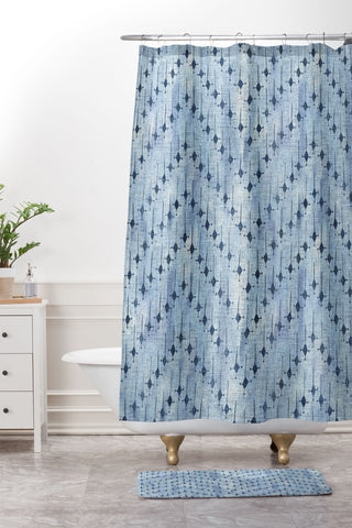 Schatzi Brown Justina Mix Denim Shower Curtain And Mat
