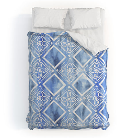 Schatzi Brown Kahala Flower Chambray Duvet Cover