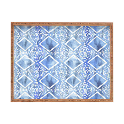 Schatzi Brown Kahala Flower Chambray Rectangular Tray