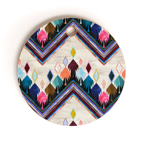 Schatzi Brown Kilim Kind Chevron 2A Cutting Board Round