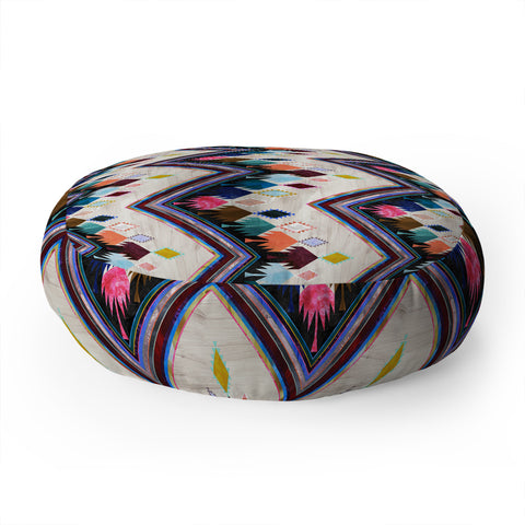 Schatzi Brown Kilim Kind Chevron 2A Floor Pillow Round