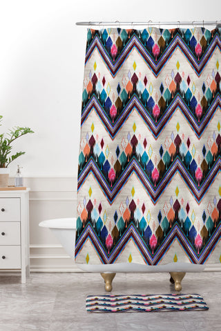 Schatzi Brown Kilim Kind Chevron 2A Shower Curtain And Mat
