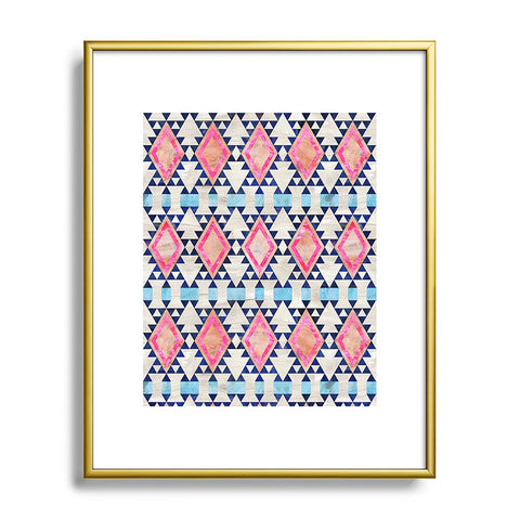 Schatzi Brown Kilim Kind Diamond Pink Metal Framed Art Print