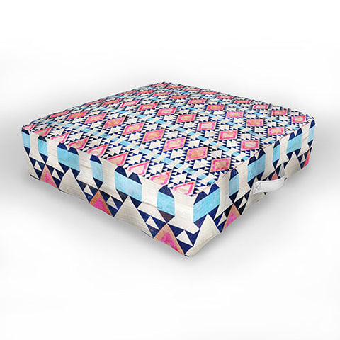 Schatzi Brown Kilim Kind Diamond Pink Outdoor Floor Cushion