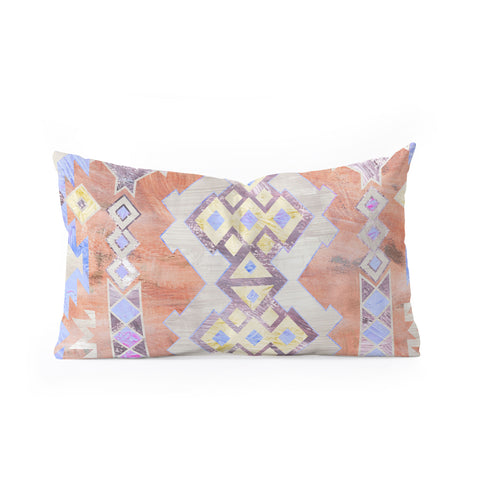 Schatzi Brown Kilim Kind Peach Oblong Throw Pillow