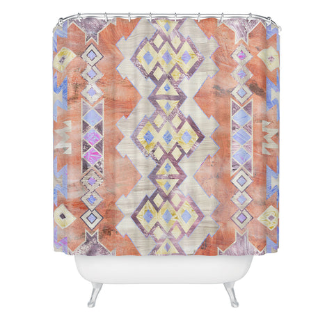 Schatzi Brown Kilim Kind Peach Shower Curtain