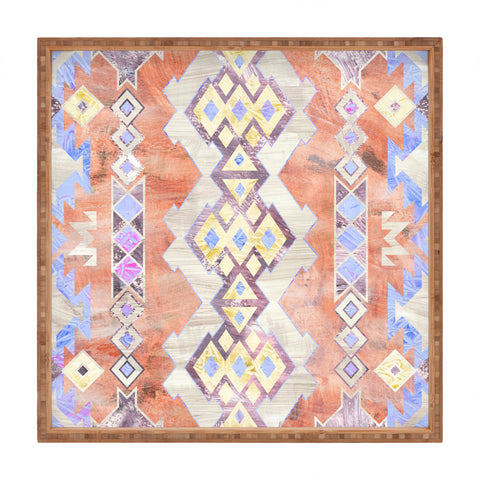 Schatzi Brown Kilim Kind Peach Square Tray
