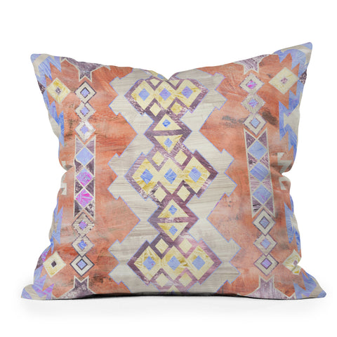 Schatzi Brown Kilim Kind Peach Throw Pillow