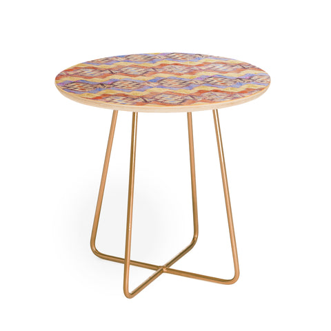 Schatzi Brown Kilim Kind Stripe Peach Round Side Table