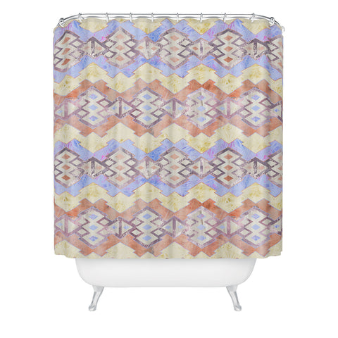 Schatzi Brown Kilim Kind Stripe Peach Shower Curtain