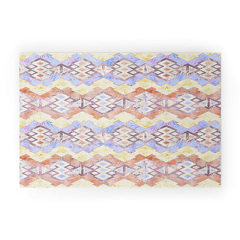 Schatzi Brown Kilim Kind Stripe Peach Welcome Mat