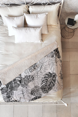 Schatzi Brown Kona Tropic black white Fleece Throw Blanket