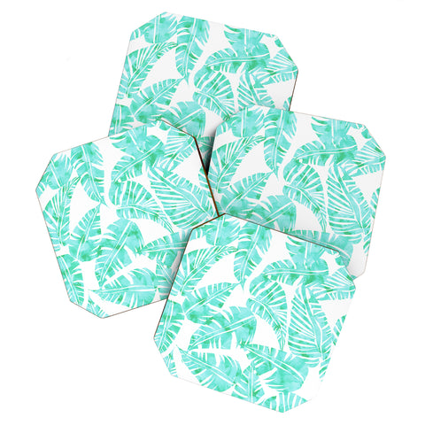 Schatzi Brown Lani Kai Leaf Mint Coaster Set