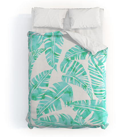 Schatzi Brown Lani Kai Leaf Mint Duvet Cover