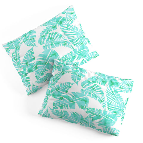 Schatzi Brown Lani Kai Leaf Mint Pillow Shams