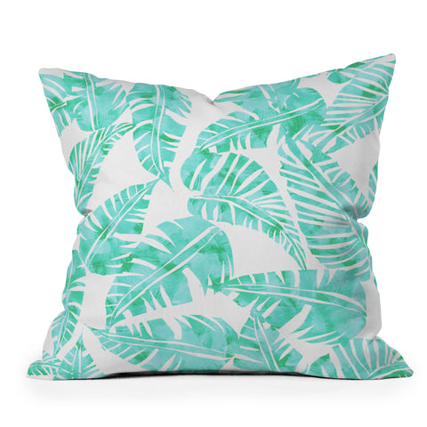 Schatzi Brown Lani Kai Leaf Mint Throw Pillow