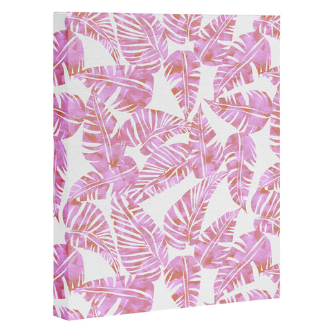 Schatzi Brown Lani Kai Leaf Pink Art Canvas