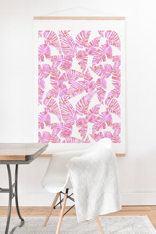 Schatzi Brown Lani Kai Leaf Pink Art Print And Hanger