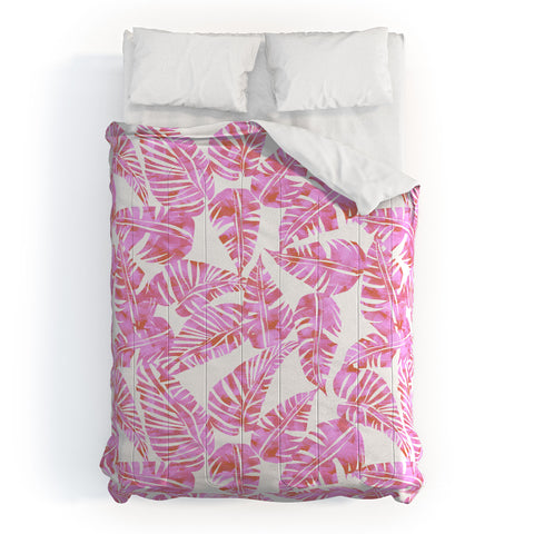 Schatzi Brown Lani Kai Leaf Pink Comforter