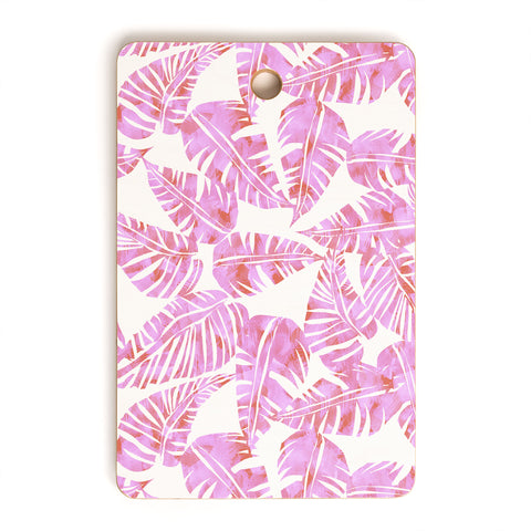 Schatzi Brown Lani Kai Leaf Pink Cutting Board Rectangle