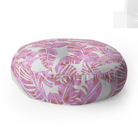 Schatzi Brown Lani Kai Leaf Pink Floor Pillow Round