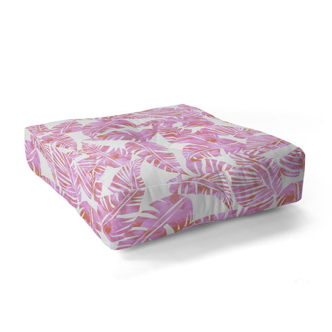 Schatzi Brown Lani Kai Leaf Pink Floor Pillow Square