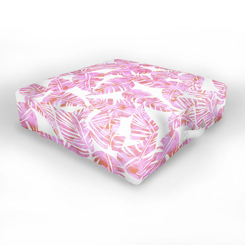 Schatzi Brown Lani Kai Leaf Pink Outdoor Floor Cushion