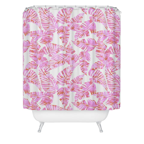 Schatzi Brown Lani Kai Leaf Pink Shower Curtain