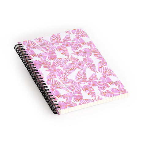 Schatzi Brown Lani Kai Leaf Pink Spiral Notebook