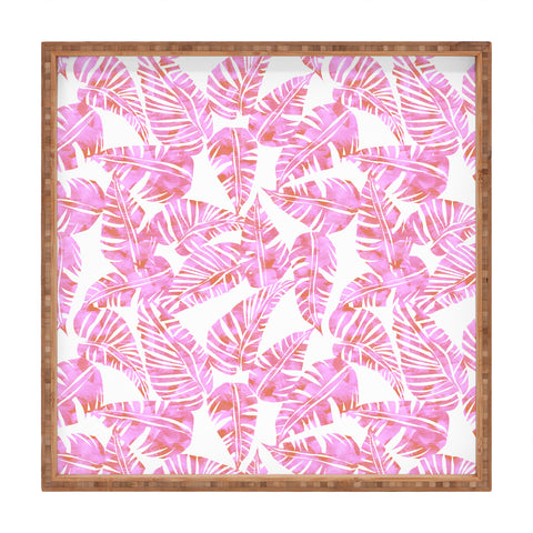 Schatzi Brown Lani Kai Leaf Pink Square Tray