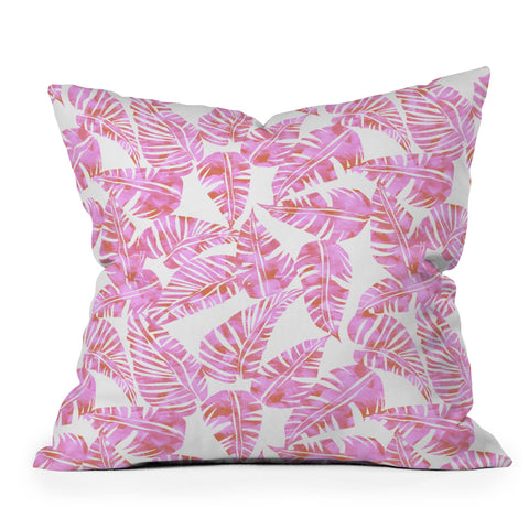 Schatzi Brown Lani Kai Leaf Pink Throw Pillow