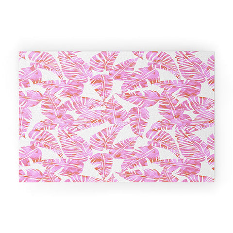 Schatzi Brown Lani Kai Leaf Pink Welcome Mat