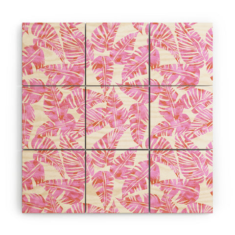 Schatzi Brown Lani Kai Leaf Pink Wood Wall Mural